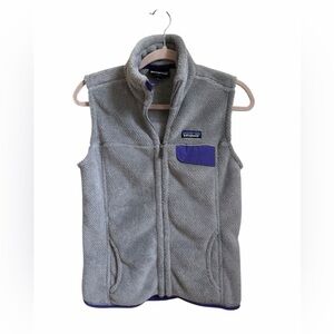 Patagonia Women’s Re-Tool Grey Purple Fleece Full Zipper Vest Size Small
